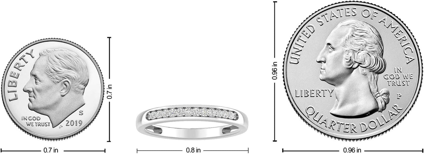 Inspereza 1/10 Carat 10kt Gold Round Diamond Petite Wedding Anniversary Stackable Band. (H-I Color, I2-I3 Clarity)