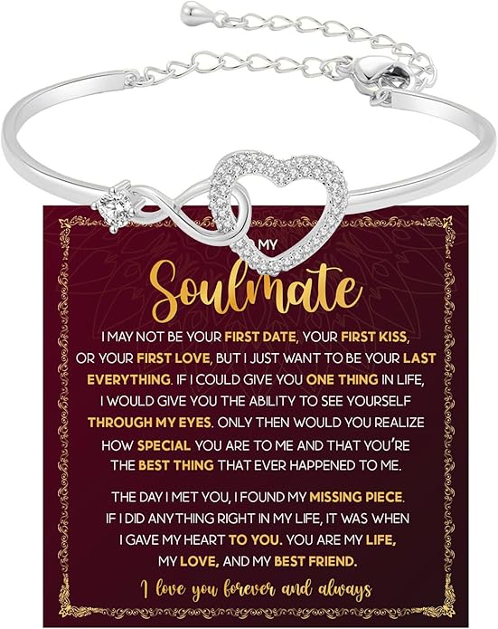 To My Soulmate Bracelet For Women With Heartfelt Message Card & Elegant Box, Bracelet For Girls, Soulmate Birthday, Wedding, Christmas Jewelry Gift From Boyfriend, Husband