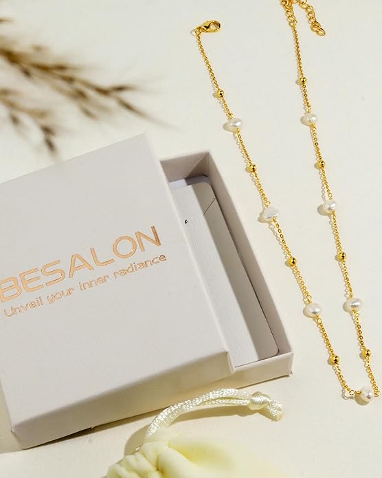 Gold Pearl Necklace for Women, Chunky 18K Gold Plated Layered Choker Chain - Double Layered Pearl Necklace, Trendy Gold Jewelry Birthday Gifts