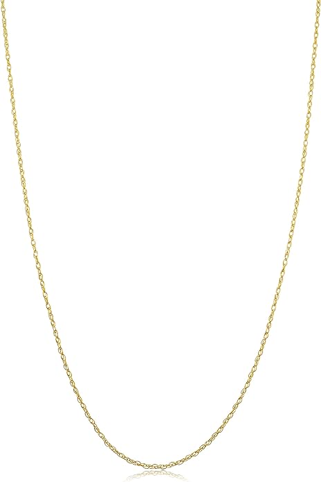 Kooljewelry Real 14k Yellow Gold Rope Chain Pendant Necklace for Women (0.7 mm, 0.9 mm, 1 mm, 1.3 mm, or 1.5 mm)