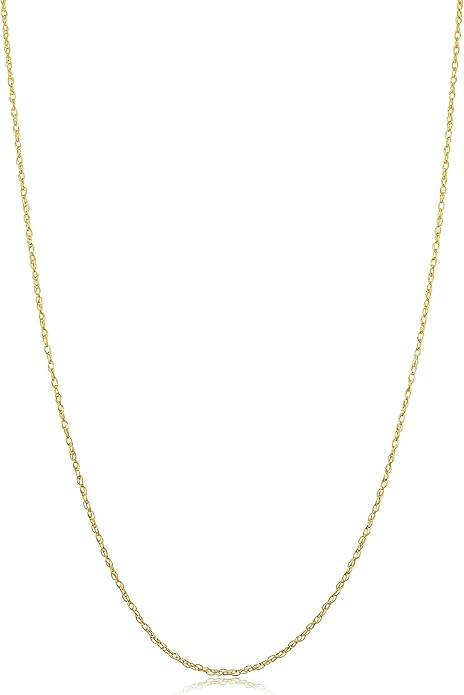 Kooljewelry Womens Classic Rope Chain - 10k Yellow Gold Barely-There Necklace, Thin Lightweight