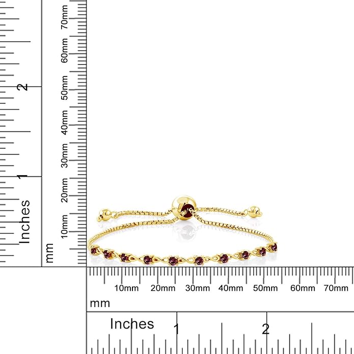 Gem Stone King Round Gemstone Birthstone Tennis Bracelet For Women | 925 Sterling Silver | 2.5MM Round | Fits Up To 9 Inch Wrist | Adjustable Bolo Bracelet For Women | Easy-On Easy-Off