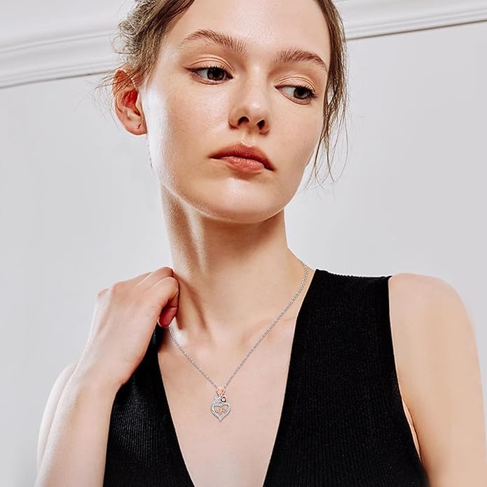 Mother's Day Necklace Gifts 925 Sterling Silver Mom/Wife/Grandma/Nana/Family I Love You Mom Necklace for Women Jewelry Birthday Gifts for Couple