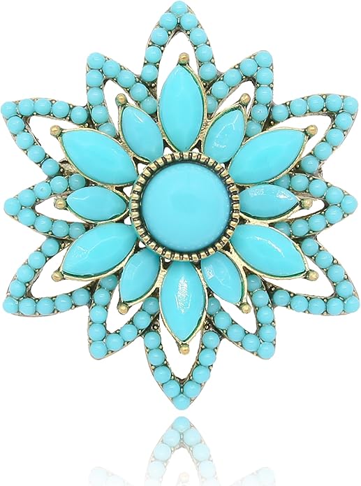 Turquoise West Cowboy Oval Tear Drop Brooch Pin for Women Retro Brooches Pins Classic Fashion Jewelry Accessories Gift