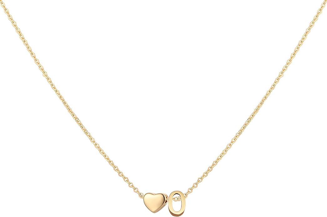 Initial Heart Necklace 18K Gold Plated Stainless Steel Tiny Heart Letter Necklace Personalized Monogram Name Necklace for Women