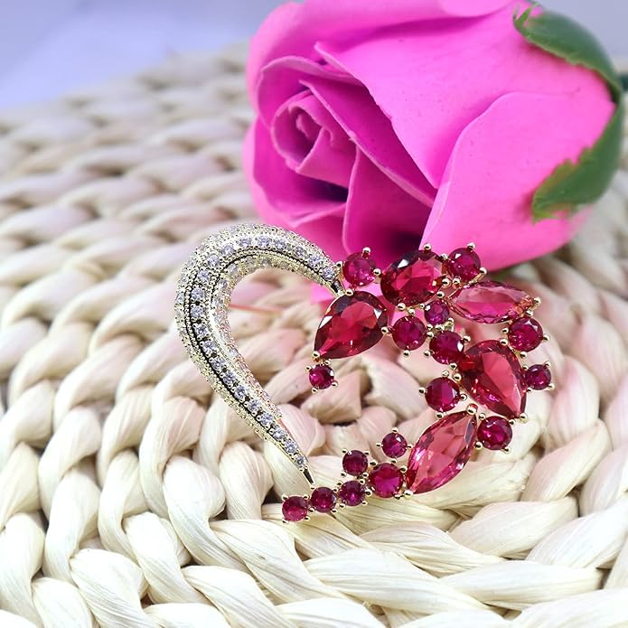 Brooch Pins for Women Girls Fashion Flower Crystal Rhinestone Pearl Jewelry