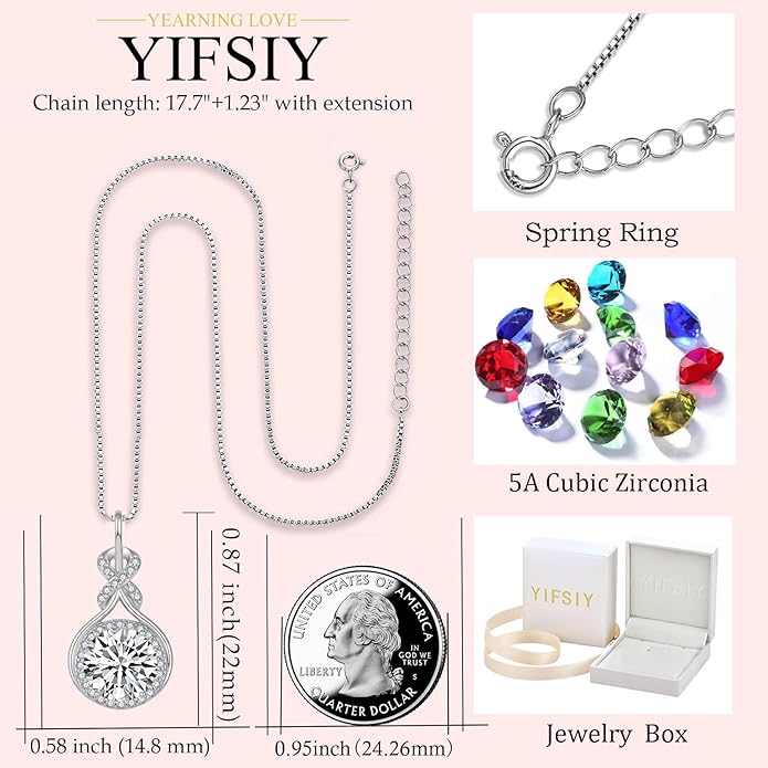 Birthstone Infinity Jewlery Set for Women, 925 Sterling Silver Necklaces and Earrings Halo Jewelry Gift for Birthday Anniversary