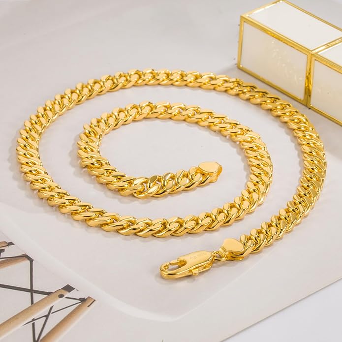 Dankadi Fashion 925 Sterling Silver Solid Miami Cuban Link Chain Necklace 8MM & 12MM- Curb Cuban Thick Big Link Choker For Men 20 "22" 24 "26" 28" Fine Jewelry