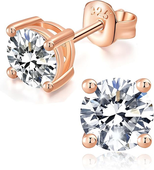 IMOLOVE Moissanite Stud Earrings for Women in Sterling Silver Hypoallergenic 1-3CT D Color Round Cut Moissante Earrings