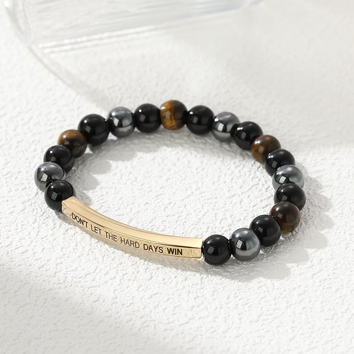 KHKINDPRO Dont Let The Hard Days Win Bracelet for Women Men, Handmade Braided Adjustable Wrap Stainless Steel To My Daughter/Best Friend Inspirational Gifts Ladies Jewelry