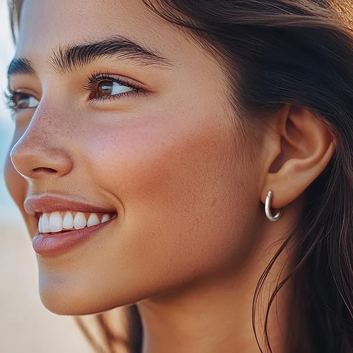 Silvora 925 Sterling Silver Small Hoop Earrings for Women Huggie Earrings Hypoallergenic Cartilage Earrings Tiny Hoops 6mm/8mm/10mm/12mm/14mm/16mm/18mm/20mm