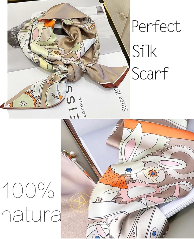 kcctoo 59" Mulberry Silk Like Head Scarf Women's Fashion Square Neck Satin Scarfs for Bag Hair Scarves Gift 59 * 5.9”