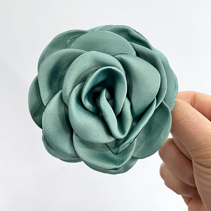 Sanrich Women's Brooches 4pcs Rose Flower Hair Clip Mexican Hair Flowers Clips Hairpin Brooch Tea Party Hats Headpieces (aqua blue)
