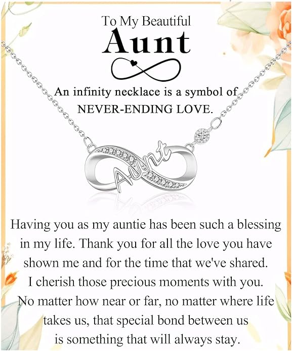 Infinity Mom Grandma Nana Sister Aunt Daughter Auntie Granddaughter Niece Necklace Gifts, Christmas Birthday Valentines Day Mothers Day Easter Graduation Back to School Gifts Stocking Stuffers Presents for Women Girls Her