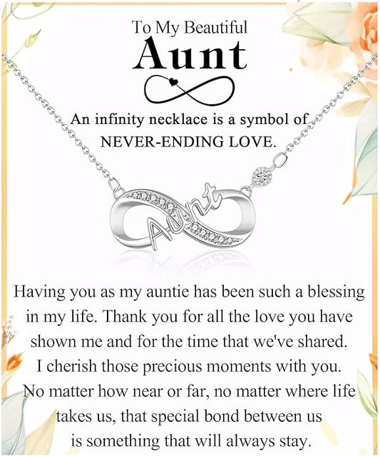 Infinity Mom Grandma Nana Sister Aunt Daughter Auntie Granddaughter Niece Necklace Gifts, Christmas Birthday Valentines Day Mothers Day Easter Graduation Back to School Gifts Stocking Stuffers Presents for Women Girls Her