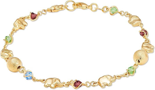 Barzel 18K Gold Plated Elephant Anklet For Women - Made In Brazil
