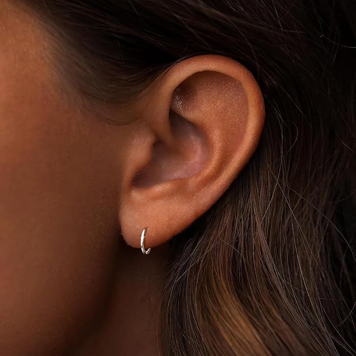 MOODEAR Valentines Day Gifts for Her 925 Sterling Silver Hoop Earrings - Small Huggie Earrings for Women, Hypoallergenic Trendy Cartilage Silver Earrings, Lightweight Jewelry
