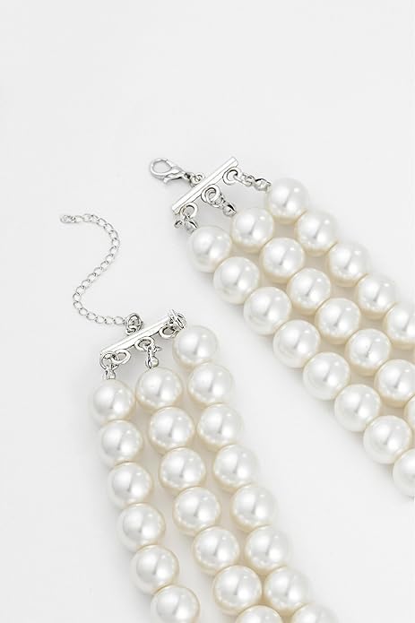 BABEYOND Round Imitation Pearl Necklace Vintage Multi Strands Necklace 20s Flapper Necklace for Party