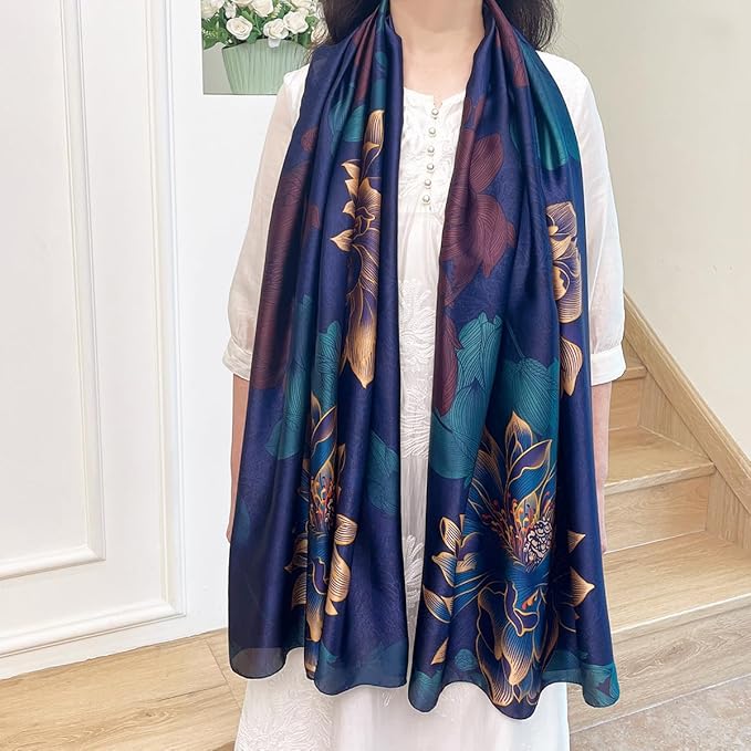 Long Silk Like Scarf Lightweight Satin Scarves Large Sunscreen Shawl Wrap for Women