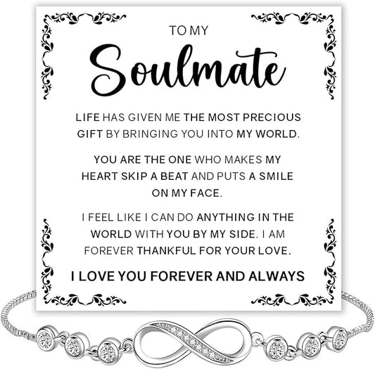 To My Soulmate Bracelet For Women With Heartfelt Message Card & Elegant Box, Bracelet For Girls, Soulmate Birthday, Wedding, Christmas Jewelry Gift From Boyfriend, Husband