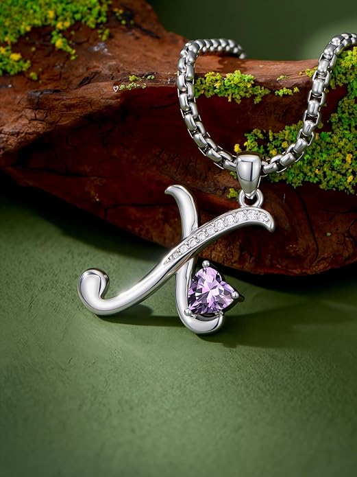 Christmas Gifts for Women Alphabet A to Z Initial Birthstone Pendant Necklaces for Women - 18k White Gold Plated Personalized Name Jewelry Valentine Mothers Day Birthday Gifts for Women Her Girlfriend