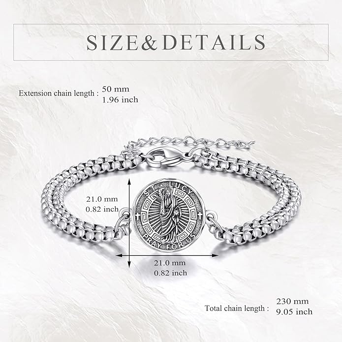 YFN Patron Saint Bracelet Sterling Silver Religious Protector Bracelet Jewelry Gift for Women Men