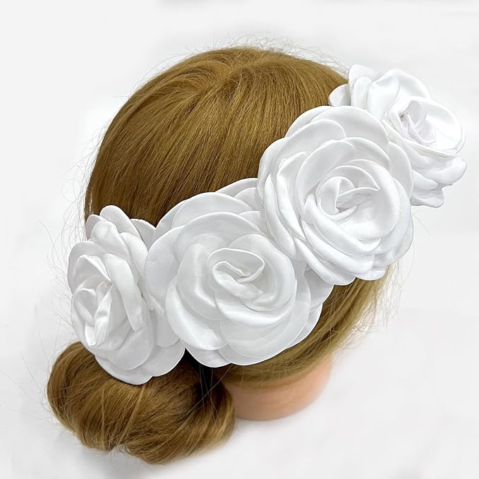 Sanrich Women's Brooches 4pcs Rose Flower Hair Clip Mexican Hair Flowers Clips Hairpin Brooch Tea Party Hats Headpieces (white)