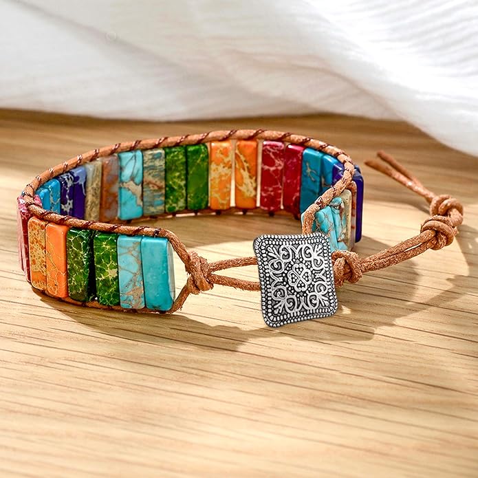 sedmart 7 Chakra Bracelets for Women with Real Stones Leather Wrap Healing Bead Bracelet Women Men Boho Friendship Jewelry