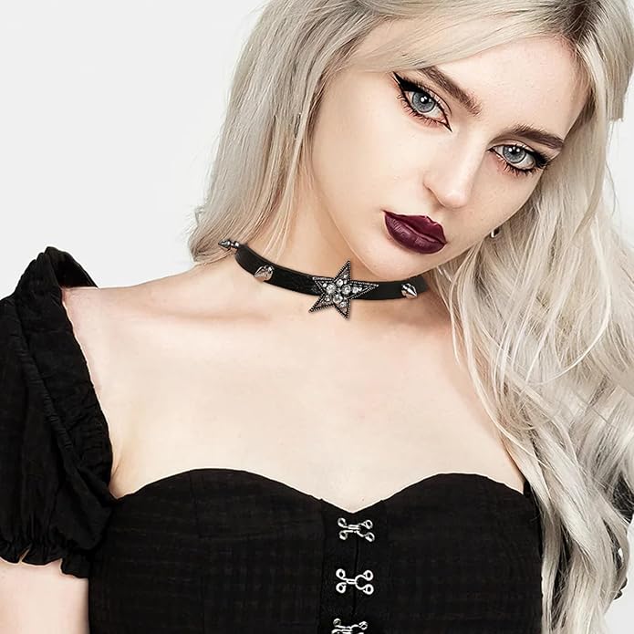 HZMAN Adjustable Goth Black Choker Necklace for Women 90s Collar, Emo Accessories