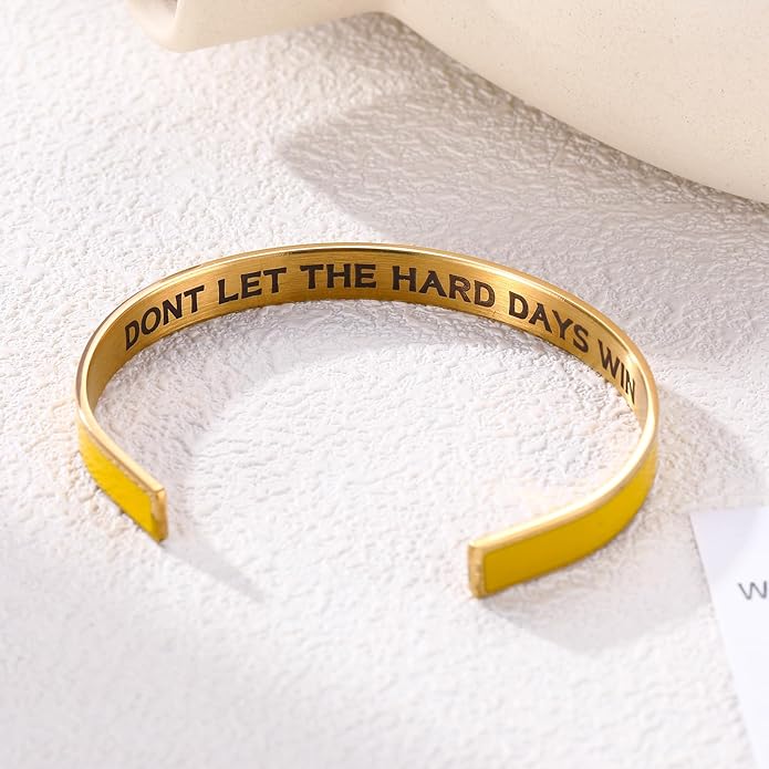 KHKINDPRO Dont Let The Hard Days Win Bracelet for Women Men, Handmade Braided Adjustable Wrap Stainless Steel To My Daughter/Best Friend Inspirational Gifts Ladies Jewelry