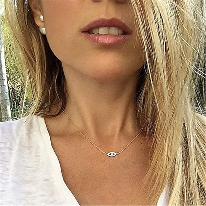 Turandoss Dainty Layered Choker Necklace, Handmade Y Pendant Necklace Multilayer Bar Disc Necklace Adjustable Layering Choker Necklaces for Women