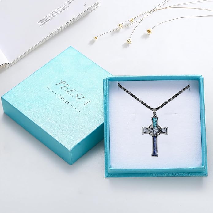 YEESIA Cross Necklace for Men Women 925 Sterling Silver Christian Pendant Religious Jewelry Gift for Men Women.