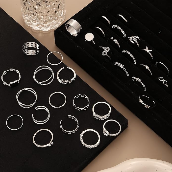 IFKM Gold Knuckle Rings Set For Women Vintage Stackable Joint Finger Midi Rings Dainty Cubic Zirconia Crystal Simple Twist Hollow Cute Rings Pack Jewelry Gift