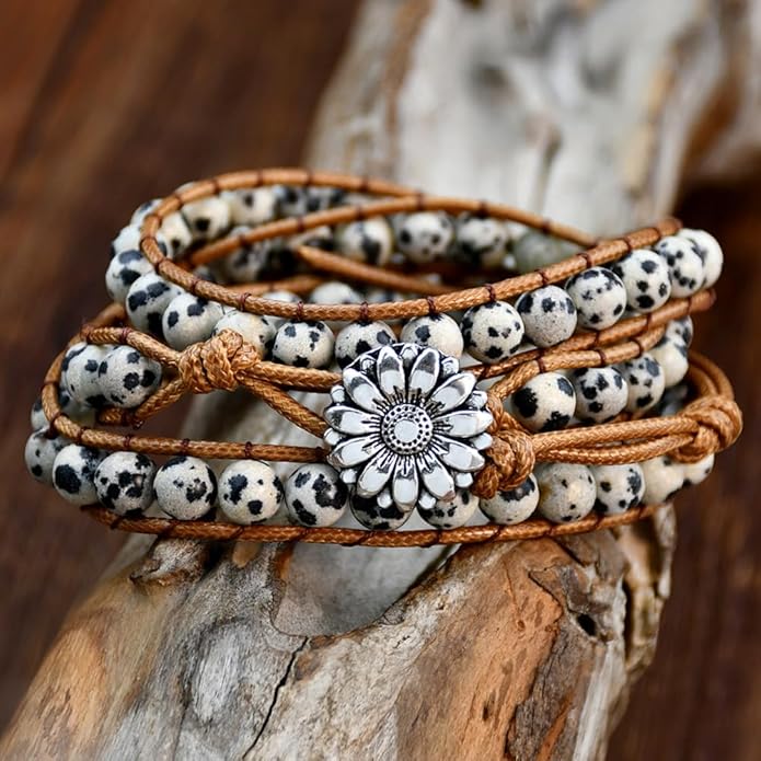 ZOSOJONA Boho Wrap Bead Bracelet for Women - Handmade Adjustable Natural Stone Beaded Bracelets Rope Yoga Healing Bracelet Bangle Hippie Jewelry