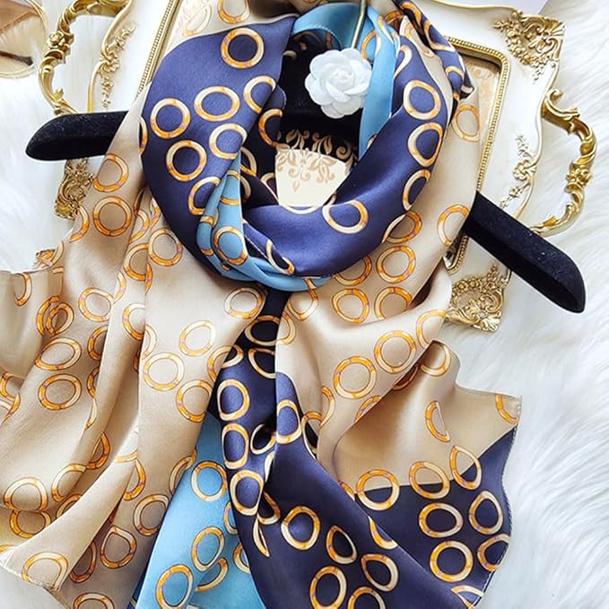 Clysoru Silk Scarf For Women Hair Scarves Lightweight Satin Elegant Shawl Wraps Bufanda Mujer Fashion Accessories 70.8"X35.4"