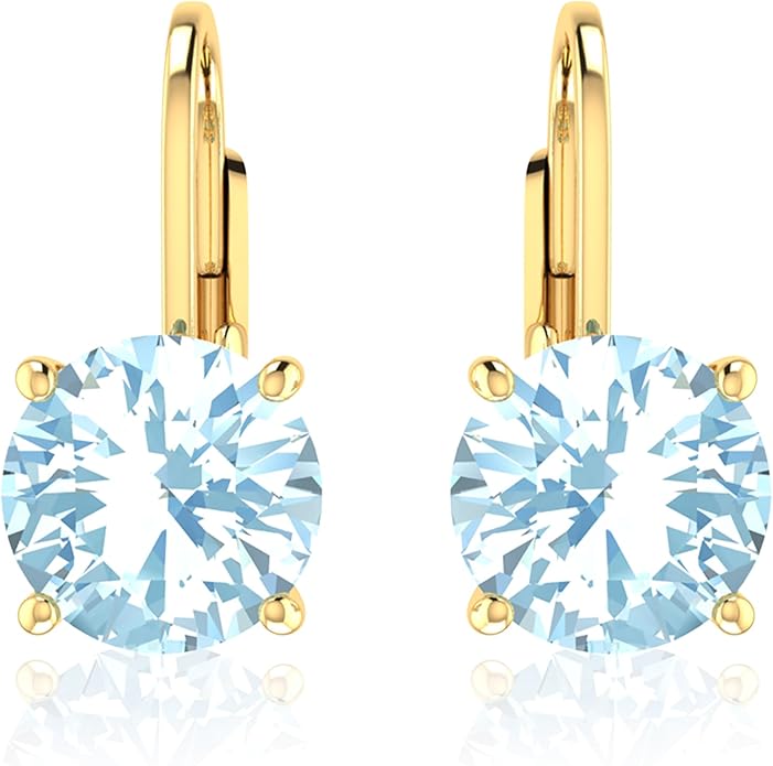 Women’s 14k Solid Gold Drop Dangle Earrings Lever Back Design with Natural Birthstone Gemstones Hypoallergenic Jewelry Collection Ideal Gifts for Wedding Anniversary