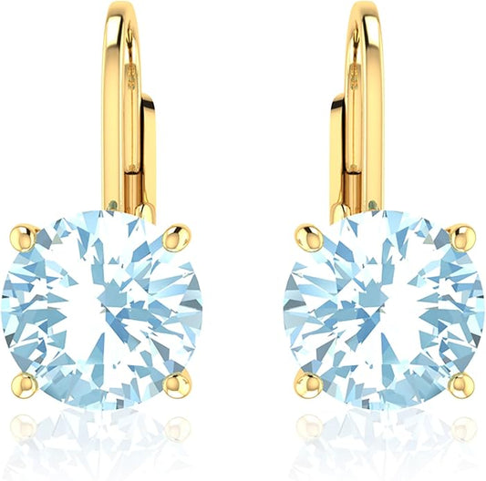 Women’s 14k Solid Gold Drop Dangle Earrings Lever Back Design with Natural Birthstone Gemstones Hypoallergenic Jewelry Collection Ideal Gifts for Wedding Anniversary