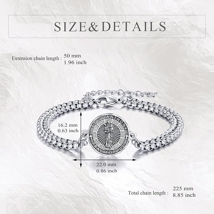 YFN Patron Saint Bracelet Sterling Silver Religious Protector Bracelet Jewelry Gift for Women Men