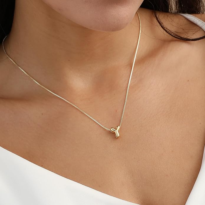 Bubble Gold Letter Necklace for Women, 14k Gold Plated Balloon Initial Necklace, Dainty Gold Necklace for Women, Personalized Bubble Pendant Name Necklace, Fashion Accessories Trendy Jewelry