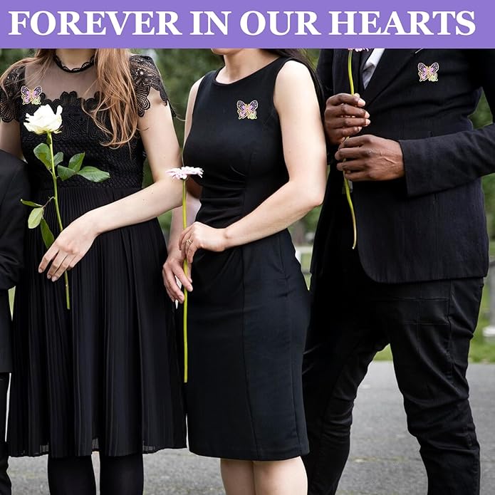 MveLwodx Funeral Favors for Guest Celebration of Life Favors Butterfly Pins Brooches Organza Bags Thank You Cards for Memorial Party Supplies Guest Family Friends Return Favors Funeral Gifts