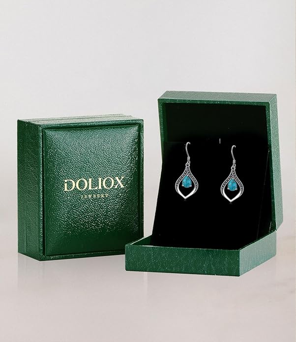 Vintage Genuine Gemstone Earrings for Women Dangling 925 Sterling Silver Western Native American Style Jewelry for Wife Mother