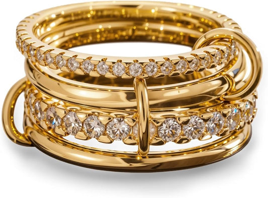HOSICRON Gold Stackable Rings for Women Non Tarnish, Dainty Stackable 18k Gold Plated CZ Cubic Zirconia Rings, Gold Knuckle Women Rings Set