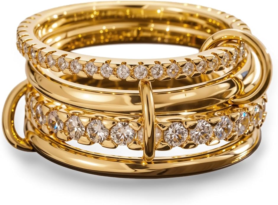 HOSICRON Gold Stackable Rings for Women Non Tarnish, Dainty Stackable 18k Gold Plated CZ Cubic Zirconia Rings, Gold Knuckle Women Rings Set