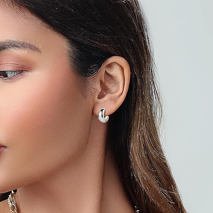 14K Gold Plated Hoop Earrings for Women, Hypoallergenic Chunky Gold Plating Hoop Earrings Multipack, Lightweight Twisted Huggie Hoops Earring Set Jewelry for Gifts