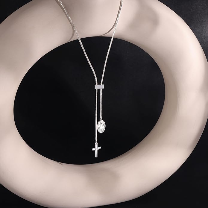 CHESKY Lariat Gold Necklace for Women Trendy, Dainty Long Necklace 14k Gold Plated/Silver Y-Shaped Pendant Necklace Layered Cz Beaded Chain Drop Necklaces Simple Gold Jewelry For Women Gift