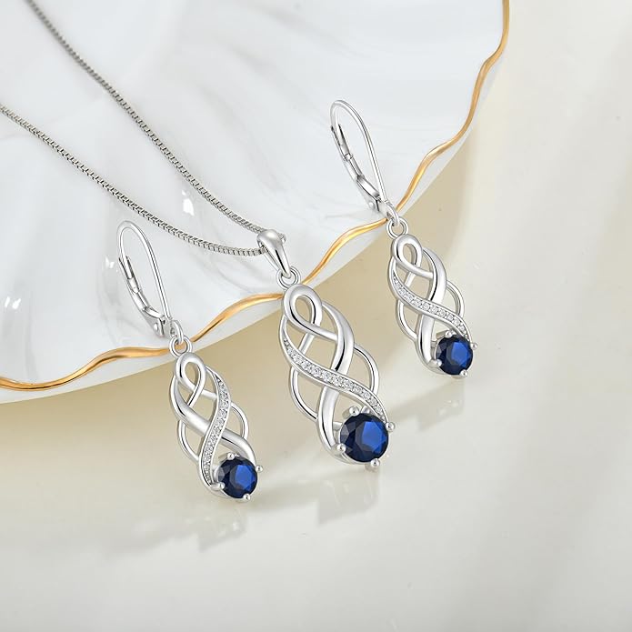 Infinity Celtic Knot Necklace 925 Sterling Silver Irish Pendant Birthstone Jewelry for Women