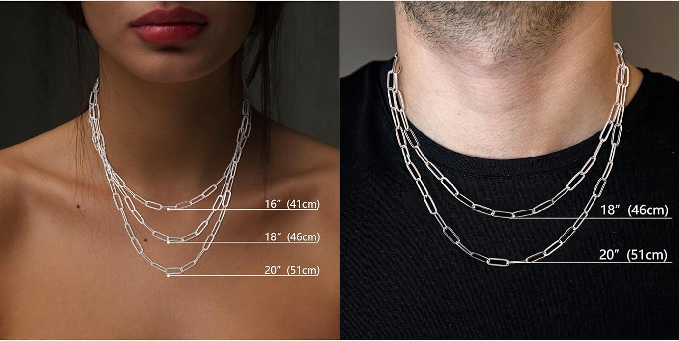 MBW Silver Paperclip Chain Necklace for Women,Dainty Sterling Silver Choker Necklaces for Women Trendy Simple Long Chunky Minimalist Waterproof Link Necklace Jewelry Gifts for Women 16/18/20 in