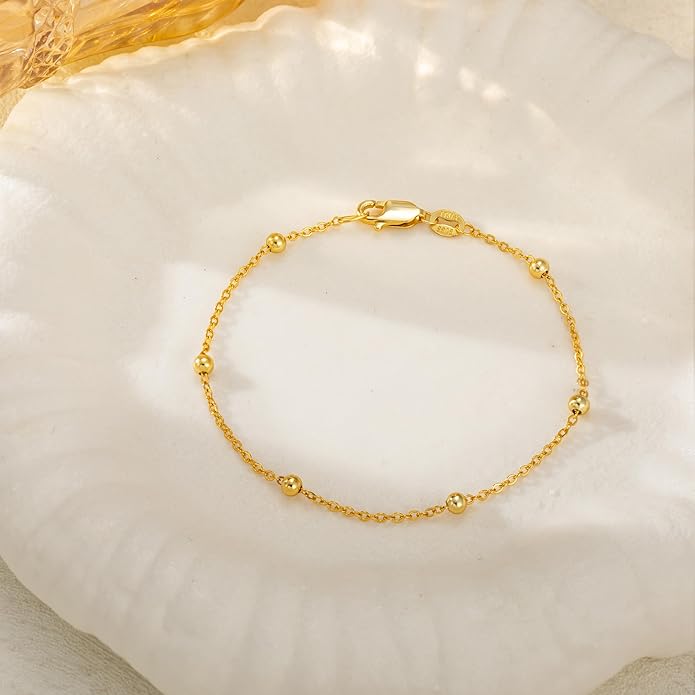 Moodear Stackable Bracelets for Men - Dainty 925 Sterling Silver/14K Gold Plated Cuff Snake Box Cuban Link Chain Bangle Bracelet Set Mens Jewelry