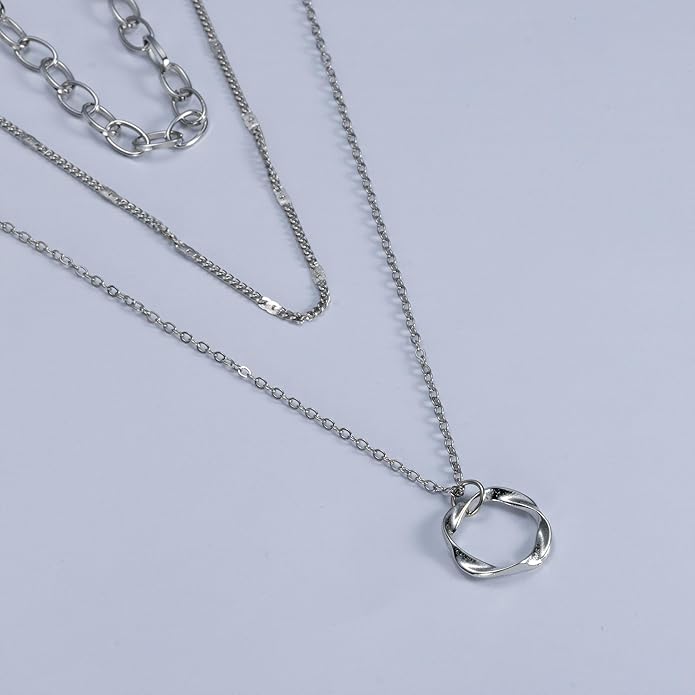 Gold Necklaces for Women Trendy Layered Circle Paperclip Pendant Choker Jewelry