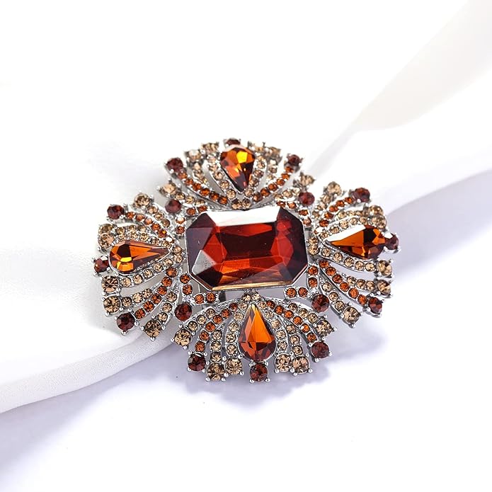 YOQUCOL Vintage Austrian Crystal Rhinestone Flowers Shaped Brooch Pin for Women Girls Lapel Pin for Sweater,Coat Dress Accessories